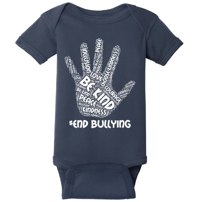 Be Kind #End Bullying Word Art Hand Baby Bodysuit