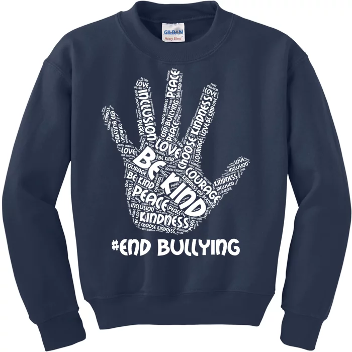 Be Kind #End Bullying Word Art Hand Kids Sweatshirt