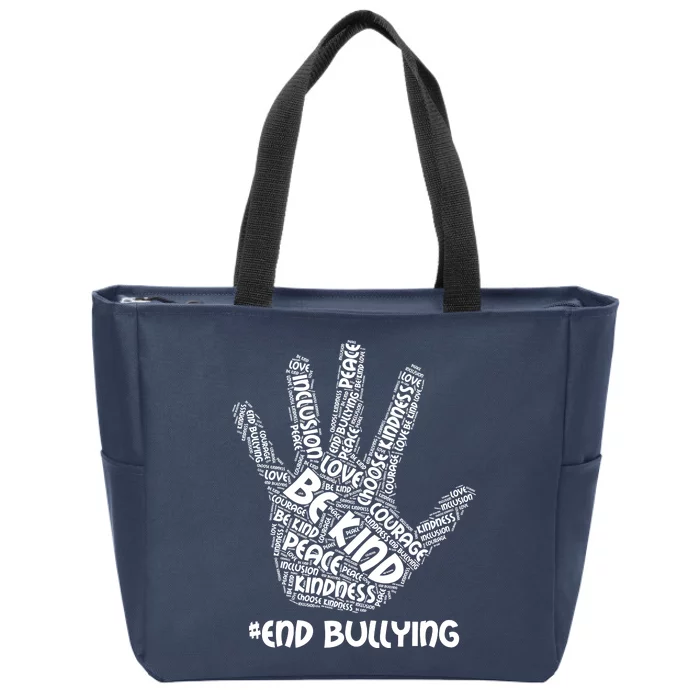 Be Kind #End Bullying Word Art Hand Zip Tote Bag