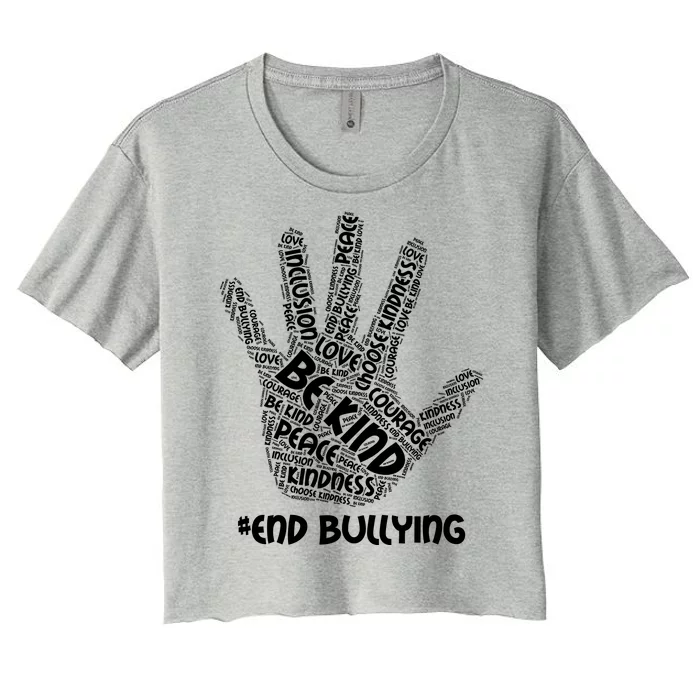 Be Kind #End Bullying Word Art Hand Women's Crop Top Tee