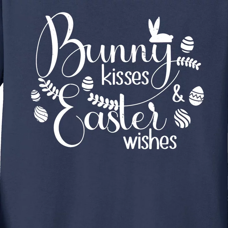 Bunny Kisses Easter Wishes Kids Long Sleeve Shirt