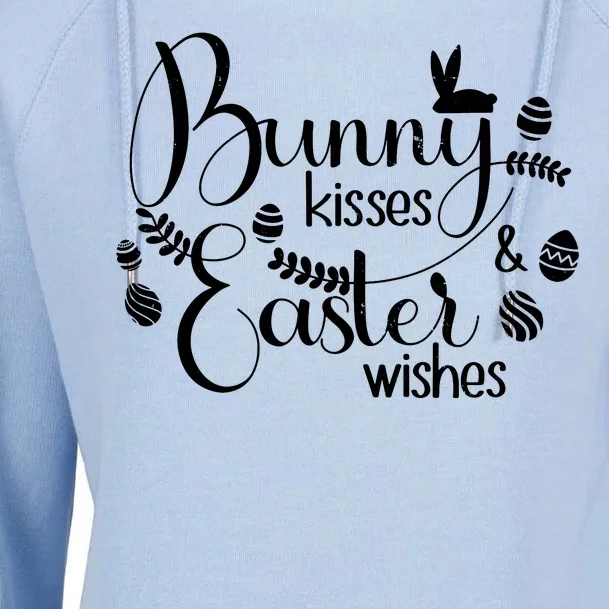 Bunny Kisses Easter Wishes Womens Funnel Neck Pullover Hood