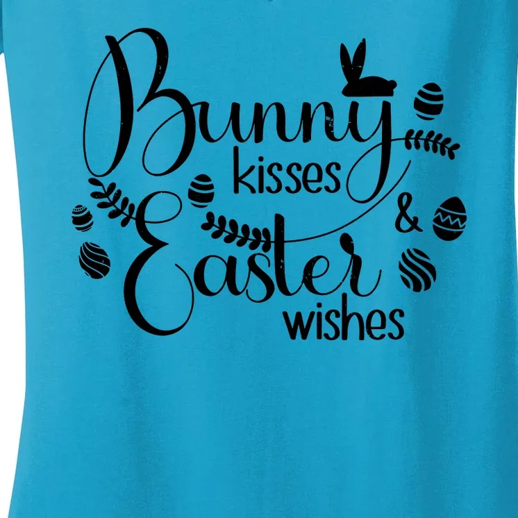 Bunny Kisses Easter Wishes Women's V-Neck T-Shirt