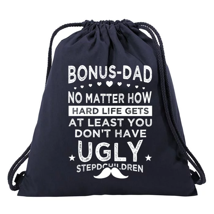 Bonusdad Knows Everything And If He Bonus Father Stepdad Funny Gift Drawstring Bag