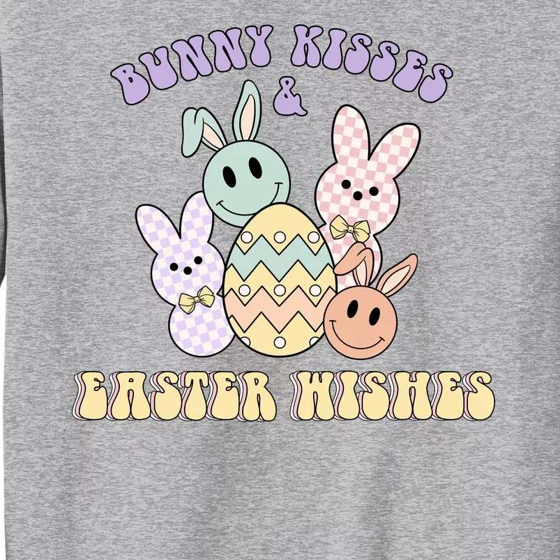 Bunny Kisses Easter Wishes Retro Easter Day Tall Sweatshirt