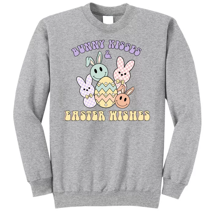 Bunny Kisses Easter Wishes Retro Easter Day Tall Sweatshirt