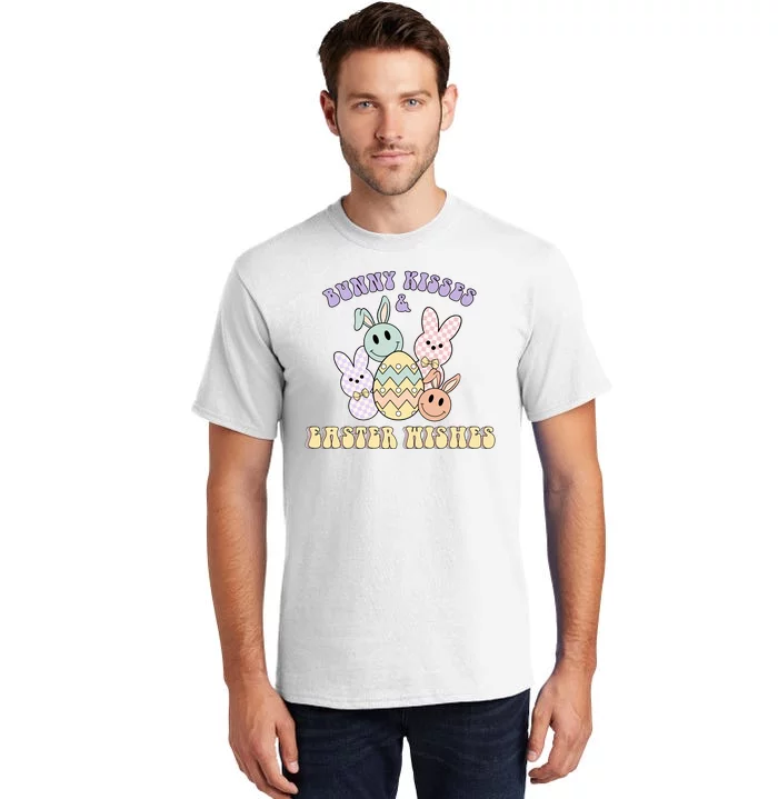 Bunny Kisses Easter Wishes Retro Easter Day Tall T-Shirt