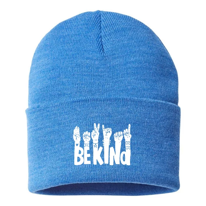 Be Kind Funny Saying Antibullying Sign Language Kindness Gift Sustainable Knit Beanie