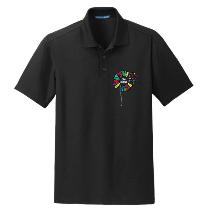 Be Kind Flower Puzzle ASD Autism Awareness Dry Zone Grid Performance Polo