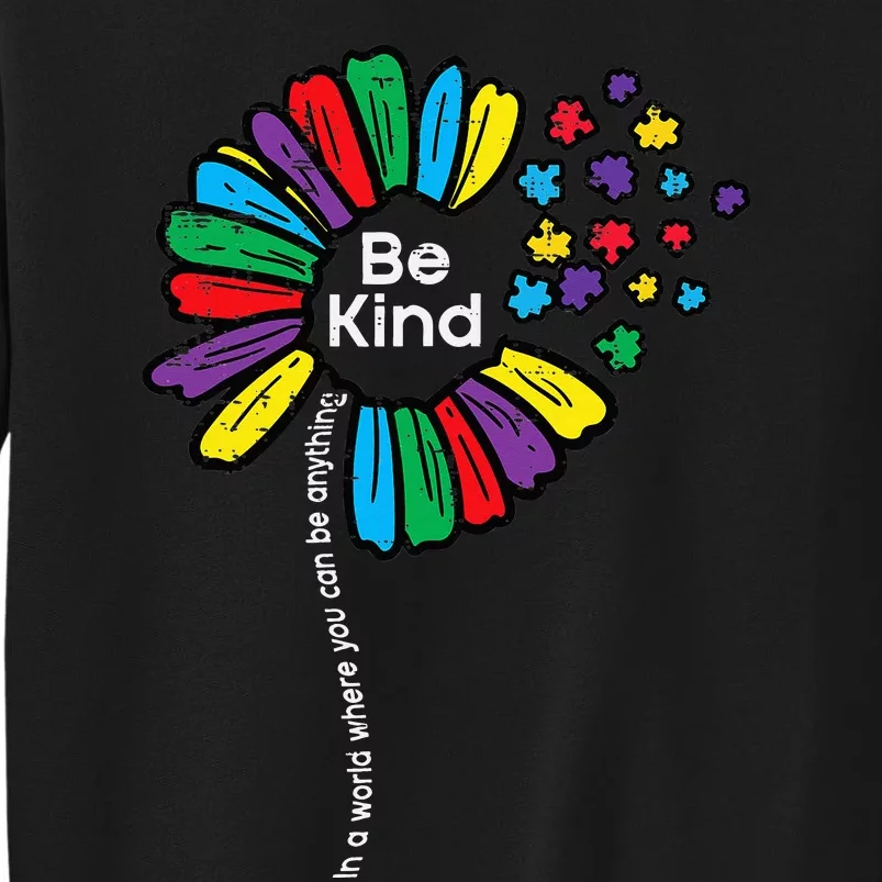 Be Kind Flower Puzzle ASD Autism Awareness Tall Sweatshirt