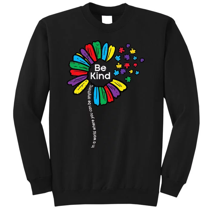 Be Kind Flower Puzzle ASD Autism Awareness Tall Sweatshirt