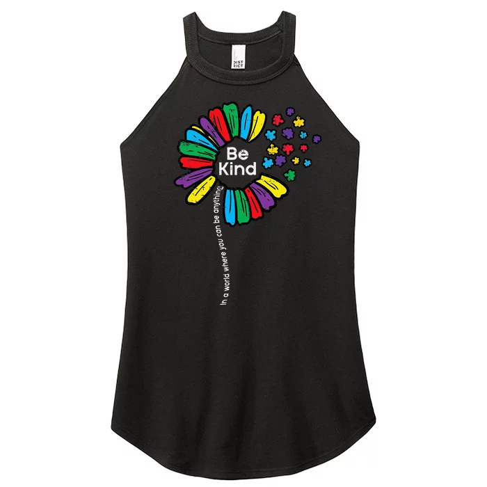 Be Kind Flower Puzzle ASD Autism Awareness Women’s Perfect Tri Rocker Tank