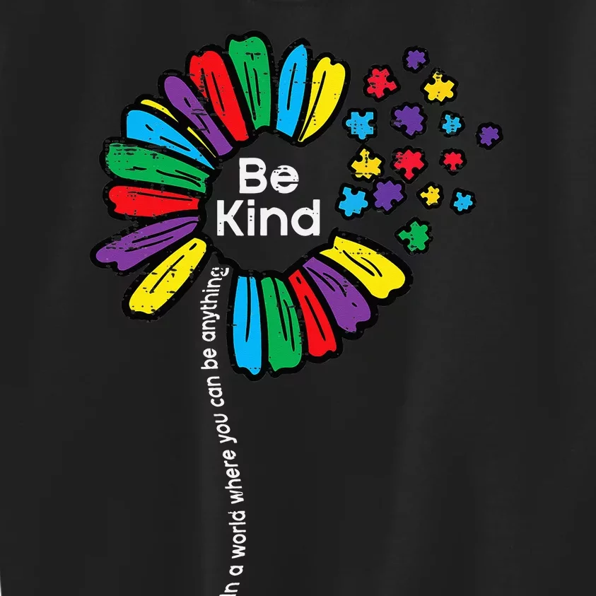 Be Kind Flower Puzzle ASD Autism Awareness Kids Sweatshirt