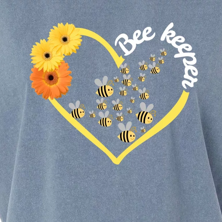 Bee Keeper -Flowers Heart Design- Female Bee Keeping Gift Garment-Dyed Women's Muscle Tee