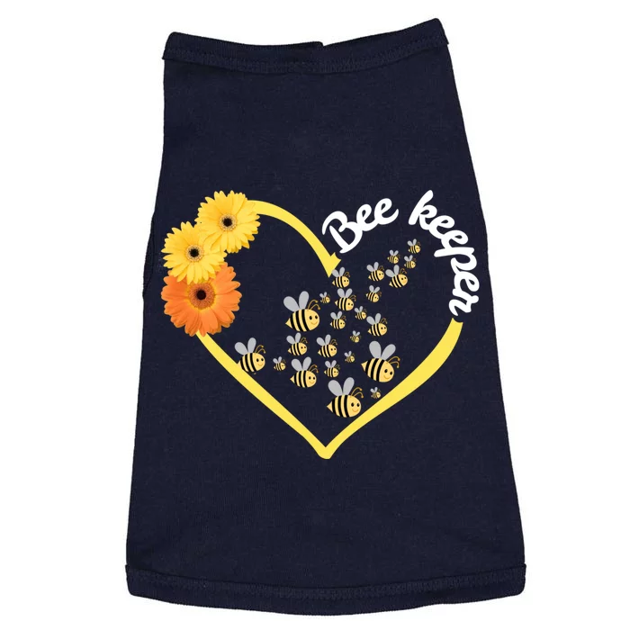 Bee Keeper -Flowers Heart Design- Female Bee Keeping Gift Doggie Tank