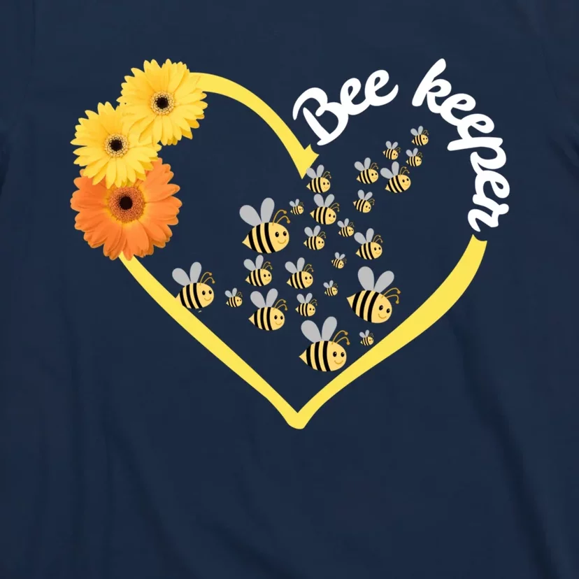 Bee Keeper -Flowers Heart Design- Female Bee Keeping Gift T-Shirt