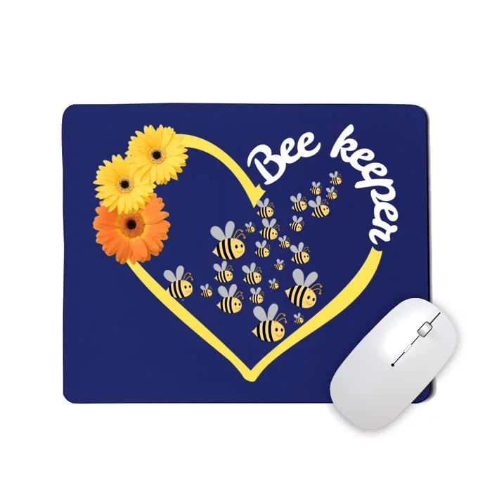 Bee Keeper -Flowers Heart Design- Female Bee Keeping Gift Mousepad