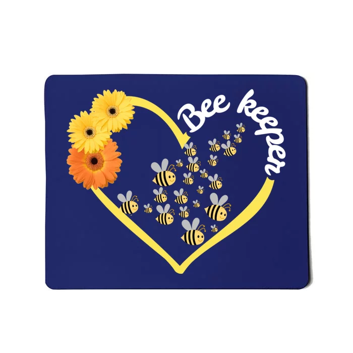 Bee Keeper -Flowers Heart Design- Female Bee Keeping Gift Mousepad