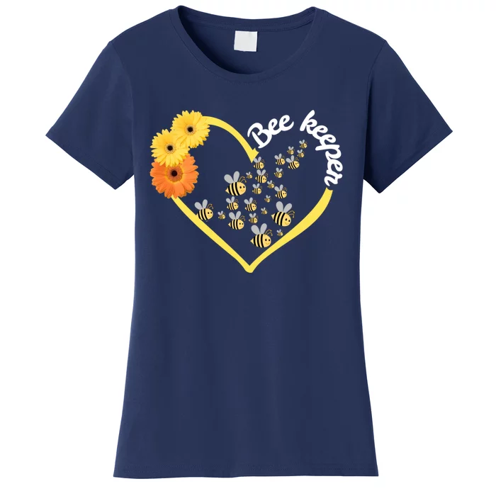 Bee Keeper -Flowers Heart Design- Female Bee Keeping Gift Women's T-Shirt