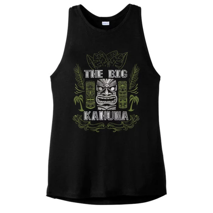 Big Kahuna Funny Hawaiian Luau Outfit Funny Luau Ladies Tri-Blend Wicking Tank