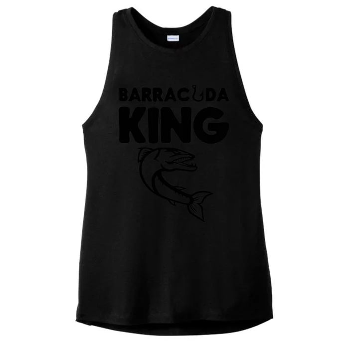 Barracuda King Funny Deep Sea Fishing Ladies Tri-Blend Wicking Tank