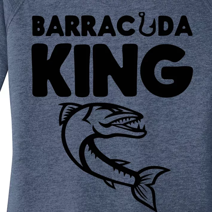 Barracuda King Funny Deep Sea Fishing Women's Perfect Tri Tunic Long Sleeve Shirt