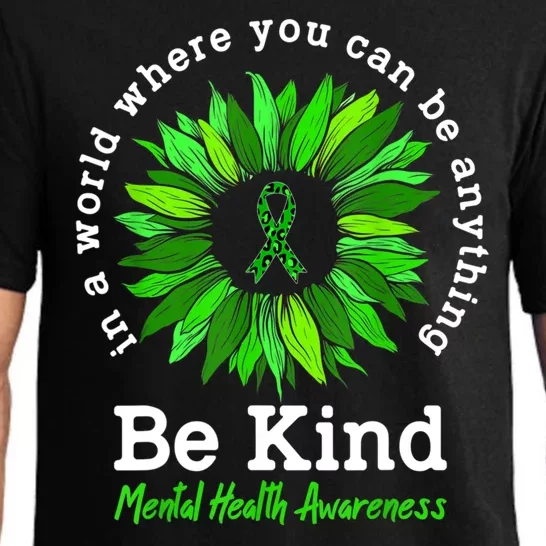 Be Kind Green Ribbon Sunflower Mental Health Awareness Gifts Pajama Set