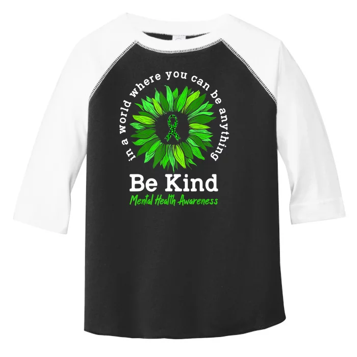 Be Kind Green Ribbon Sunflower Mental Health Awareness Gifts Toddler Fine Jersey T-Shirt