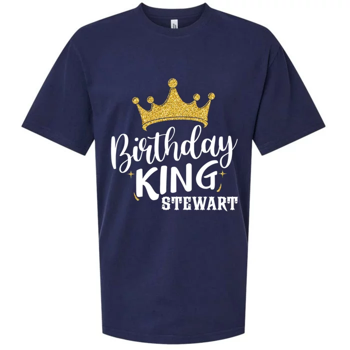 Birthday King Gold Crown Cute Gift Stewart Last Name Gift Sueded Cloud Jersey T-Shirt