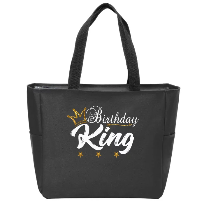 Birthday King Gold Crown For Boy And Zip Tote Bag