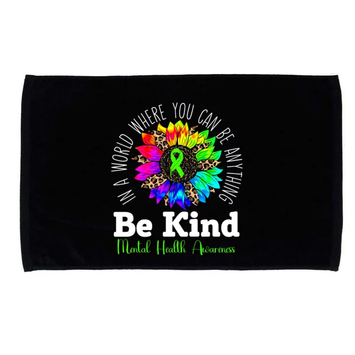 Be Kind Green Ribbon Sunflower Mental Health Awareness Microfiber Hand Towel