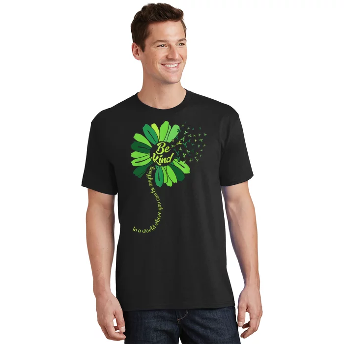 Be Kind Green Ribbon Sunflower Mental Health Awareness Gifts T-Shirt