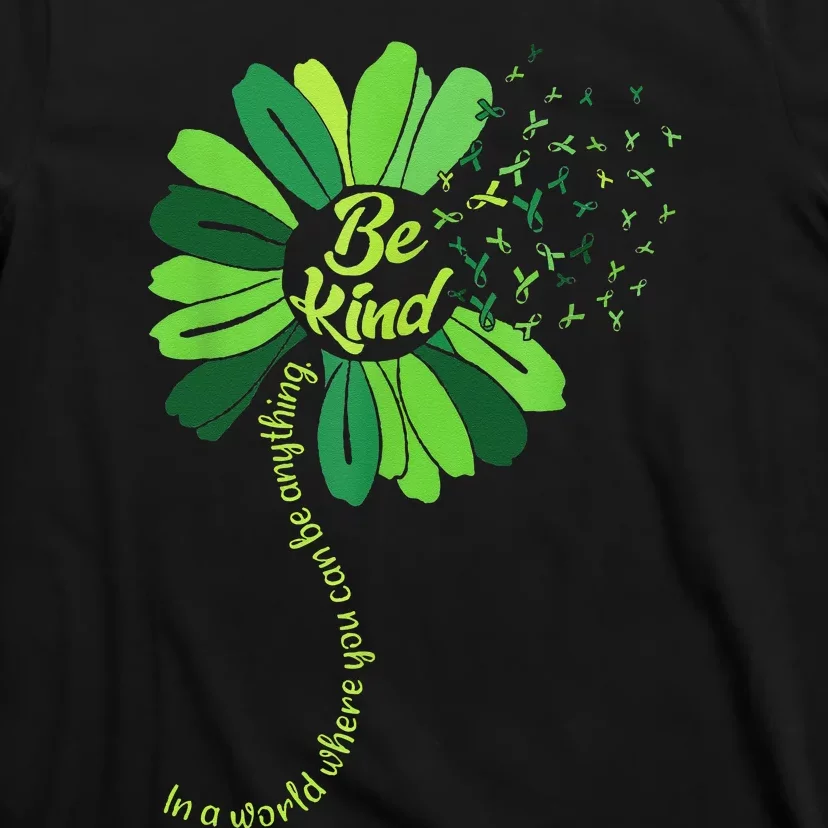 Be Kind Green Ribbon Sunflower Mental Health Awareness Gifts T-Shirt