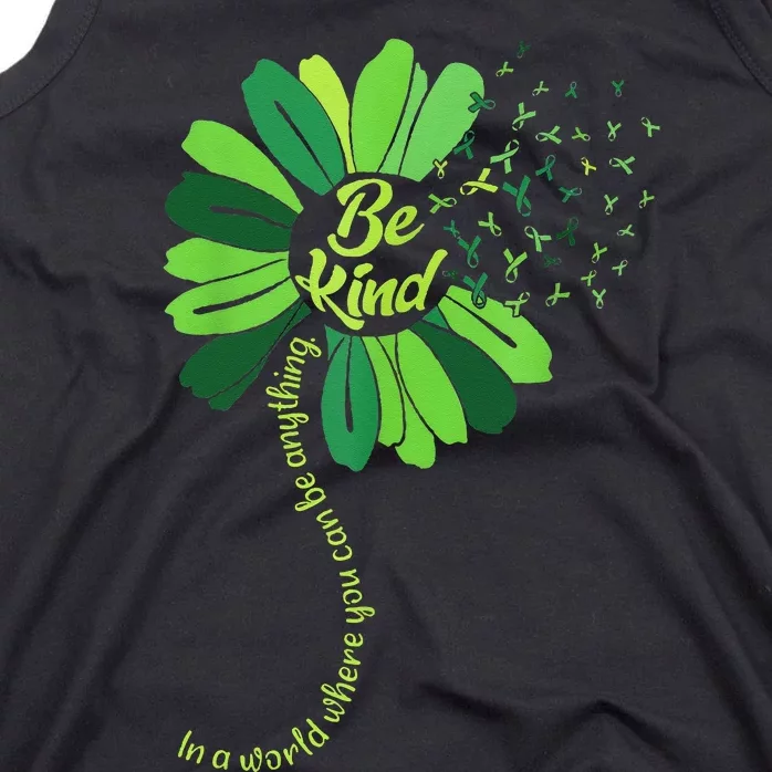 Be Kind Green Ribbon Sunflower Mental Health Awareness Gifts Tank Top