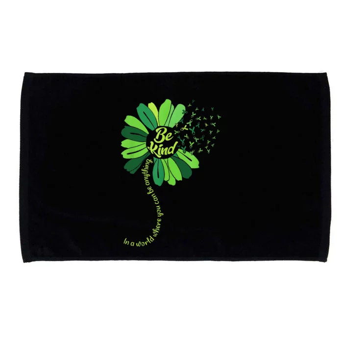 Be Kind Green Ribbon Sunflower Mental Health Awareness Gifts Microfiber Hand Towel