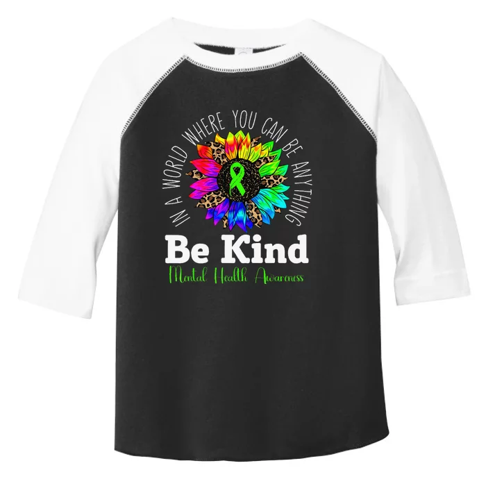 Be Kind Green Ribbon Sunflower Mental Health Awareness Toddler Fine Jersey T-Shirt