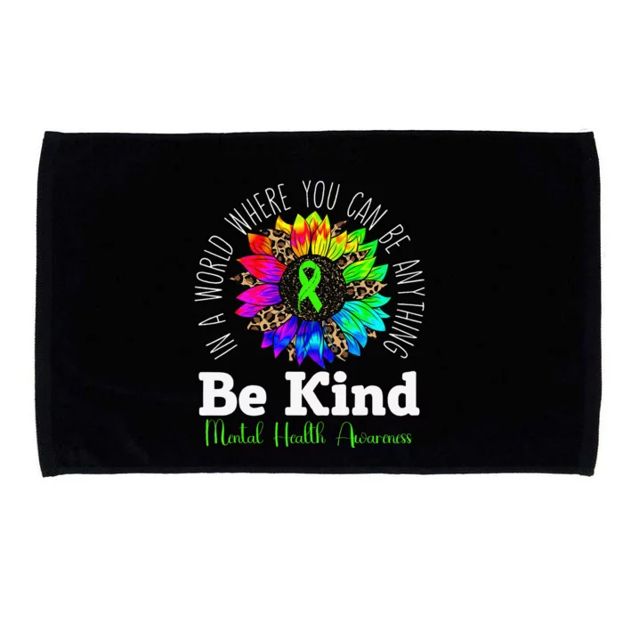 Be Kind Green Ribbon Sunflower Mental Health Awareness Microfiber Hand Towel