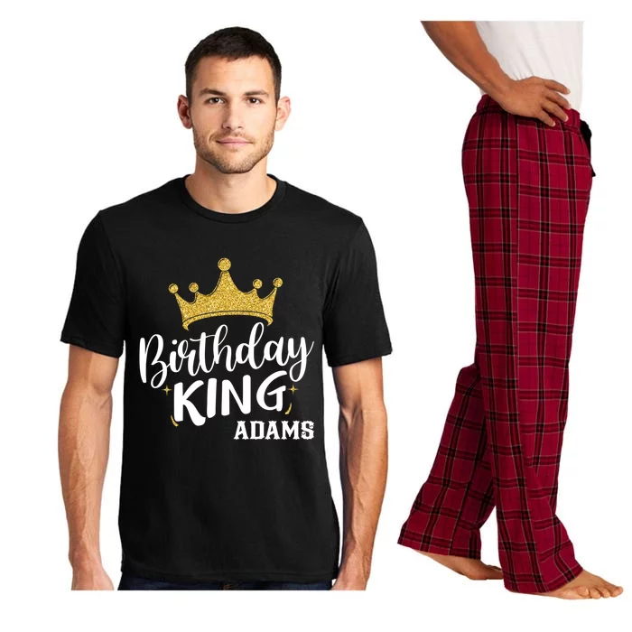 Birthday King Gold Crown Gift Adams Last Name Gift Pajama Set