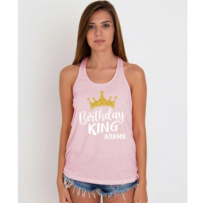 Birthday King Gold Crown Gift Adams Last Name Gift Women's Knotted Racerback Tank