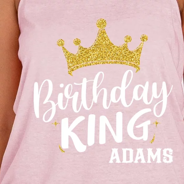 Birthday King Gold Crown Gift Adams Last Name Gift Women's Knotted Racerback Tank