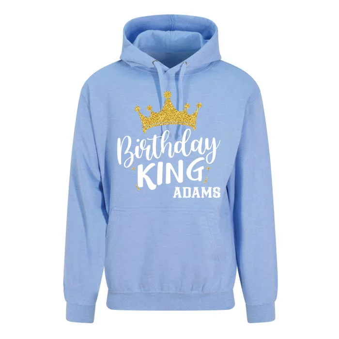 Birthday King Gold Crown Gift Adams Last Name Gift Unisex Surf Hoodie