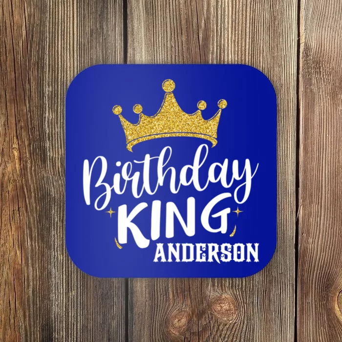 Birthday King Gold Crown Cute Gift Anderson Last Name Gift Coaster