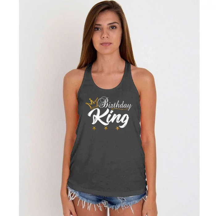 Birthday King Gold Crown Shirt For Boys And Men Women's Knotted Racerback Tank