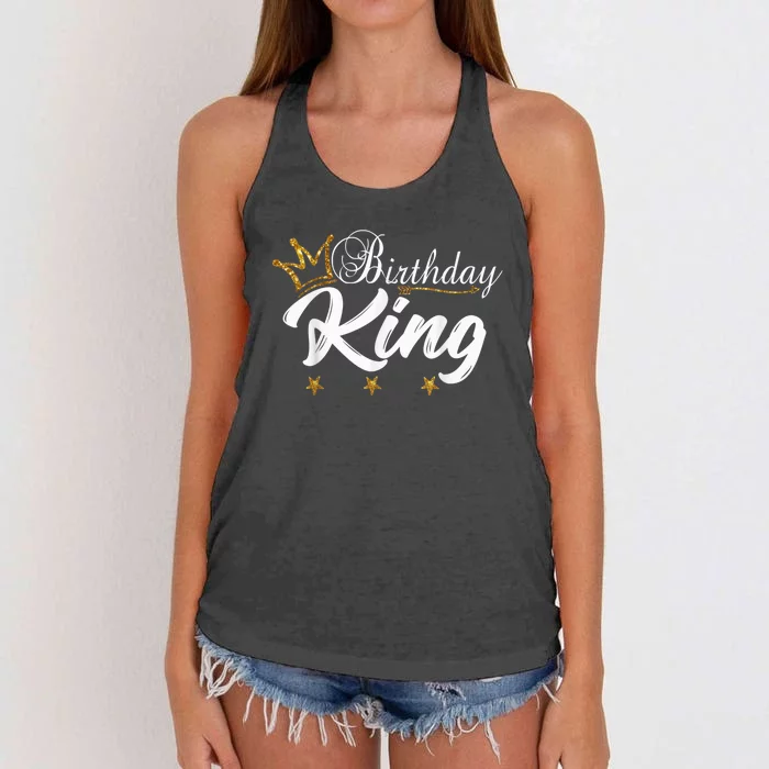 Birthday King Gold Crown Shirt For Boys And Men Women's Knotted Racerback Tank