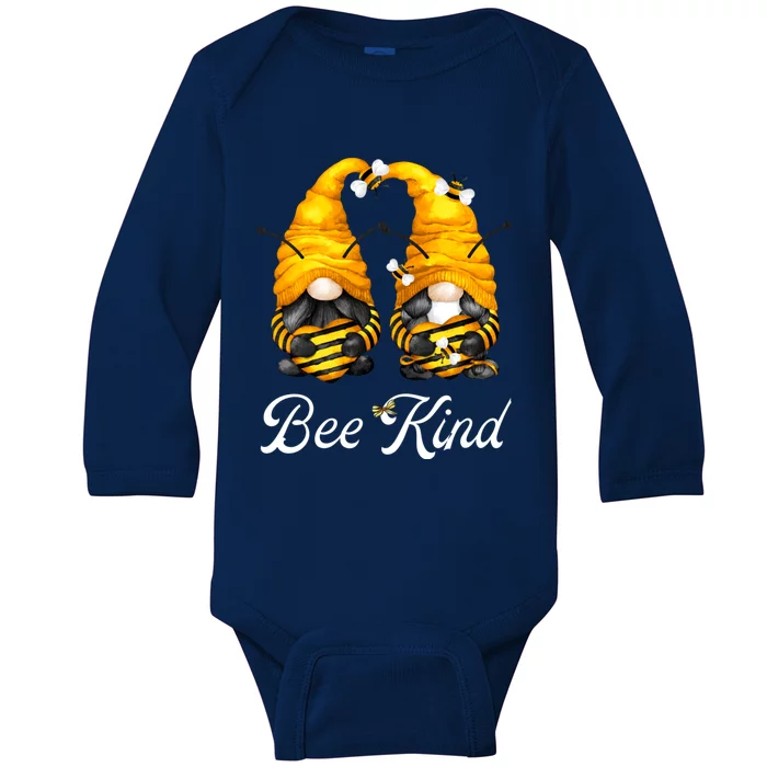 Bee Kind Gnomies Shows Love And Heart For Honey Bee Gnome Gift Baby Long Sleeve Bodysuit