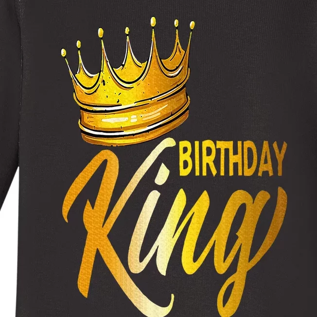 Birthday King Gold Crown Baby Long Sleeve Bodysuit