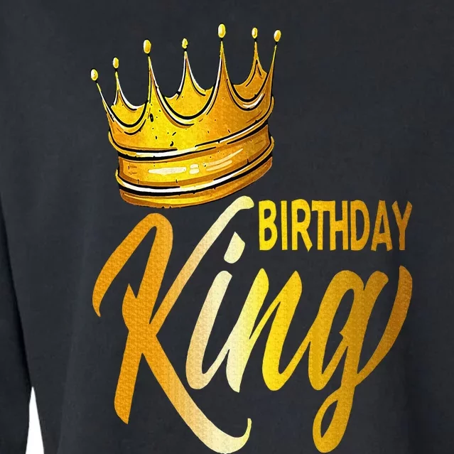 Birthday King Gold Crown Cropped Pullover Crew