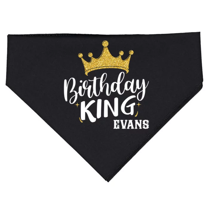 Birthday King Gold Crown Great Gift Evans Last Name Gift USA-Made Doggie Bandana