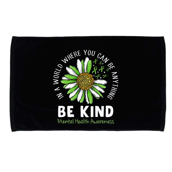 Be Kind Green Ribbon Sunflower Mental Health Awareness Microfiber Hand Towel