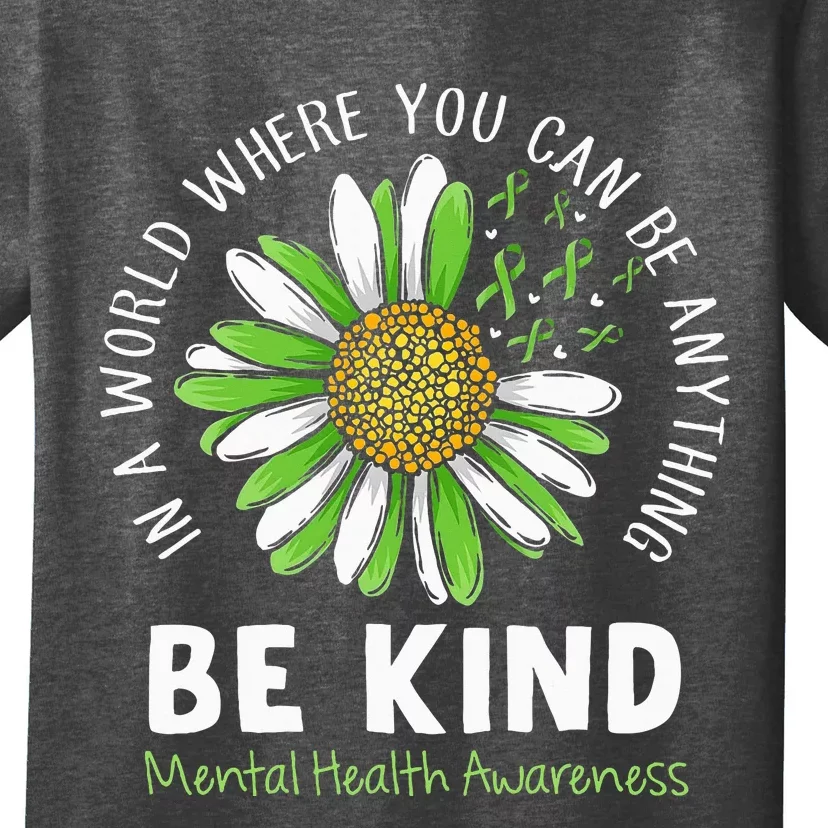 Be Kind Green Ribbon Sunflower Mental Health Awareness T-Shirt